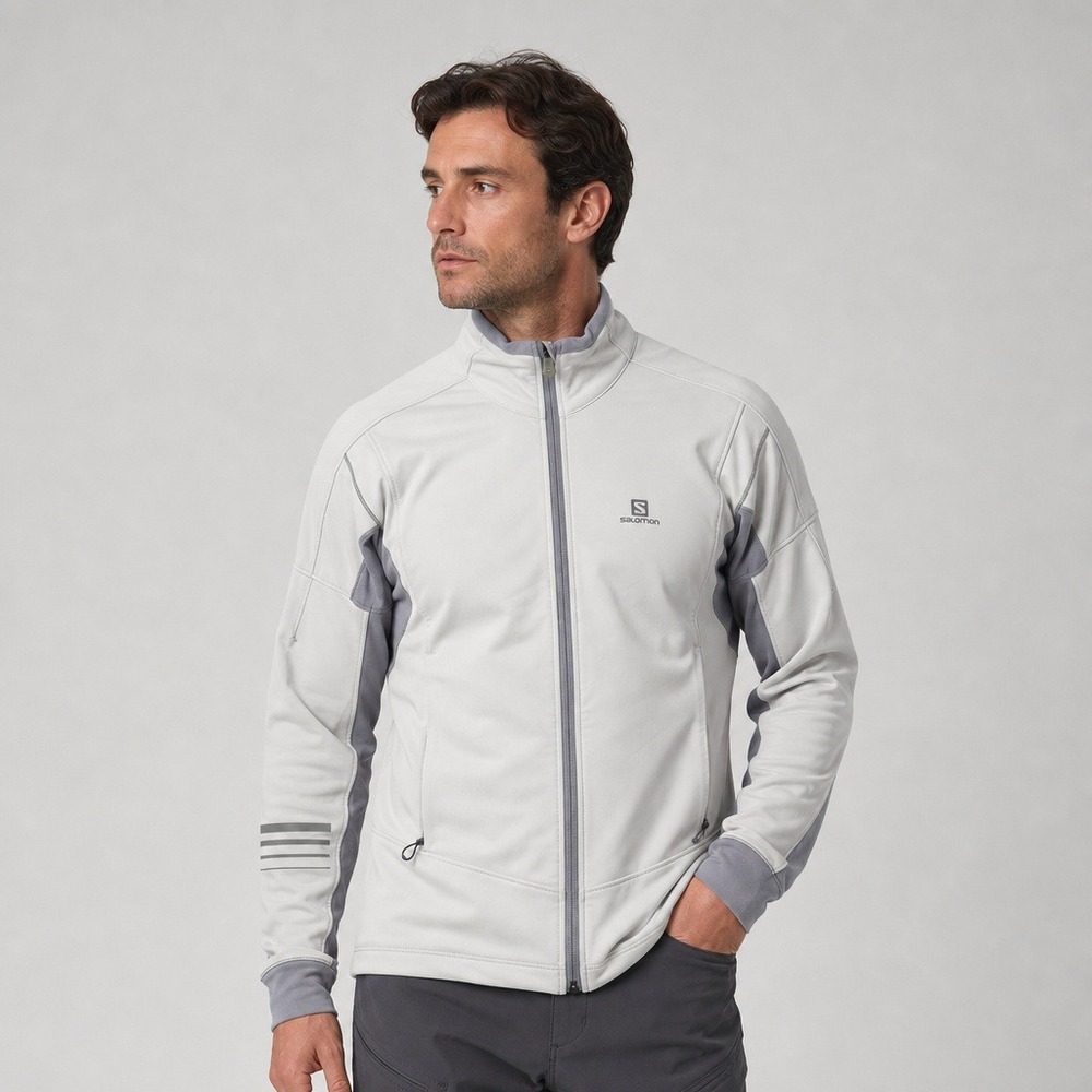 Salomon Men's AdvancedSkin Shield Softshell Jacket Size S Gray Full Zip Hiking